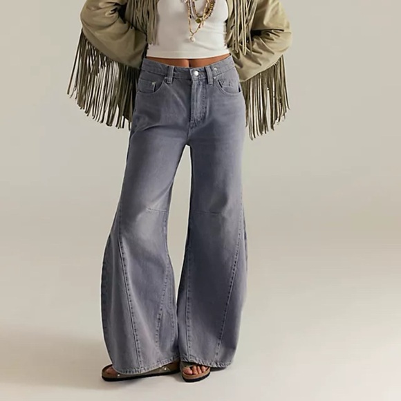 Free People Denim - NWT Free People Eden Slouchy Flare Jeans Diamond Grey 28
